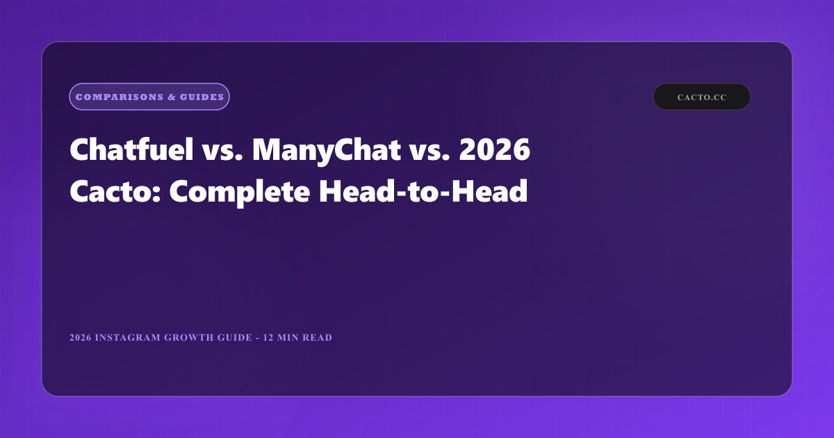 Chatfuel vs. ManyChat vs. Cacto: 2026 Complete Head-to-Head